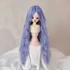 Peluca para Muñeca Seda Suave Figura BJD SD Vestir Estilismo Flequillo Largo de Colores Rizos de Lana Peluca Cubrecabezas