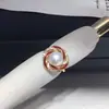 Anel de Pérola de Água Doce Natural Zhuji Vermelho de Ano Novo Estilo Francês Ninho de Pássaro Zircônia Microincrustada Anel Aberto Ajustável Joias Atacado Feminino