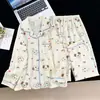 Conjunto de Pijama de Algodón y Seda Yunduo para Mujer en Primavera y Otoño Delgado Lindo Rayas de Dibujos Animados Cardigan de Manga Larga Ropa para el Hogar Se Puede Usar Afuera