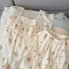 Pijama Estampado de Estrelas com Renda, Suspensórios e Mangas Curtas Volantes para Mulheres, Conjunto de Duas Peças com Shorts de Manga Curta e Cardigã para o Verão, Roupa de Casa