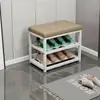 Gabinete Sencillo de Múltiples Niveles para Guardar Zapatos para la Entrada del Hogar, con Asiento, Cojín Suave de Hierro Forjado, Banco Multifuncional para Zapatos