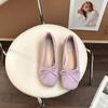 Sapatos Femininos Ssbl Laço Delicado Bico Redondo Boca Rasa 2025 Verão Mocassins Retrô Moccasins Elegantes Tendência