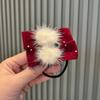 Grampo de cabelo com pompom infantil laço vinho tinto acessório de cabeça outono e inverno Ano Novo faixa de cabeça para menina anel de cabelo acessórios de cabelo para menina atacado