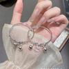 Pulsera de Plata de Ley 999 Plata de Pie para Niños HelloKT Gato Ángel Lindo Campana Pulsera de Plata para Niños Regalo de Luna Llena para Niños