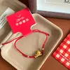 2026 Año del Caballo Año del Zodiaco Pulsera de Cuerda Roja para Mujer Pulsera Trenzada de Cuerda Roja Pulsera Hecha a Mano Amuletos de Cuentas Nuevo