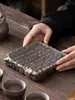 Bandeja para tetera Sutra del Corazón estilo japonés de hierro esmaltado dorado pequeña bandeja de gres con depósito de agua plataforma de preparación en seco alfombrilla para tetera soporte para tetera bandeja de té