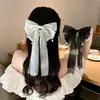 Presilha de Cabelo Nova Estilo Verão 2026 com Laço e Fita para Mulheres, Pingente de Pérola Artificial, Presilha Superior para o Topo da Cabeça, Grampo, Presilha de Mola, Presilha para Rabo de Cavalo