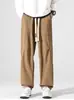 Pantalones de Trabajo para Hombre 2026 Nuevos con Cordón Holgados Pierna Recta Marca de Moda Americana Plisados Versátiles Casuales Pantalones Largos Ropa para Hombre