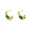 Pendientes de moda de alto sentido con la palabra C de la industria pesada de comercio exterior europeo y americano, nuevos pendientes transfronterizos de acero de titanio con diamantes, exquisitos pendientes para mujer que combinan con todo