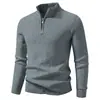 Suéter de punto para hombre, estilo europeo y americano, media cremallera, cuello alto, color liso, manga larga, corte ajustado, para exportación y ventas transfronterizas