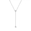 Collar con borla de plata S925 e incrustaciones de circonita larga en forma de Y para mujer, cadena para clavícula versátil elegante de lujo ligero de nicho