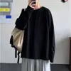 Camiseta de Manga Larga de Color Sólido para Hombre, Marca de Moda, Versión Coreana de Otoño, Holgada y Versátil, Camiseta Básica de Pareja Estilo Ins, Tendencia Ins