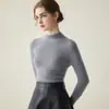 Suéter de peça única 100% cashmere sem costura para mulheres, gola semi-alta, pulôver de tricô slim fit, estilo outono e inverno
