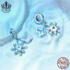Aifule Natal azul floco de neve borboleta pingente s925 acessórios de prata esterlina contas soltas diy frisado jóias contas