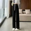 Calça Esportiva Feminina de Seda Gelo Fina para Verão 2026 Nova Solta Emagrecedora Casual de Cintura Alta Reta