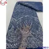Tecido de renda bordado tridimensional com miçangas completo estilo retrô francês tecido de renda com lantejoulas para noivas