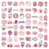62 pegatinas de grafiti de dopamina fresca de color rosa con dibujos animados, pegatinas impermeables para casco de coche y equipaje.