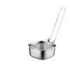 Cuchara de Acero Inoxidable Hogar Cocina Fideos para Freír en Profundidad y Escurrir Aceite Malla Filtrante Engrosada Mango Plegable Cuchara Cuadrada para Freír