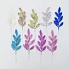 Folhas de Pó Dourado Planta Simulação 9 Folhas DIY Adereços para Fotos Decoração de Árvore de Natal Simulação Brilho Festival