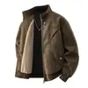 2026 Nueva Chaqueta de Algodón Retro de Moda de Marca Americana Trendy para Hombre con Forro Polar Engrosado Cuello Alto de Cuero PU Ropa de Trabajo de Algodón