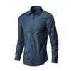 Camisa blanca de manga larga para hombre, estilo coreano, ajustada, informal, para trabajo profesional, sin planchado
