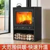 Estufa de Aquecimento Lareira a Fogo Real Queimando Madeira Estilo Retrô, Sala de Estar de Villa Moderna Estilo Europeu Pátio Fogão a Lenha Lareira a Fogo Real