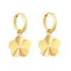 Nuevos Pendientes Transfronterizos con Diseño de Corazón Floral, Clips para Orejas Rayados en Relieve, Clips para Orejas de Acero Inoxidable Chapado en Oro de 18K