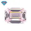 Huagang Gems 9A Retangular Lapidado Plano Pagoda Rosa Claro Zircônia Pedra Solta Gema Artificial Rosto de Anel