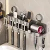 Soporte para cepillo de dientes con ventosa Sin perforaciones Soporte para secador de pelo de baño Montado en la pared Taza para cepillo de dientes Soporte para vaso de enjuague bucal