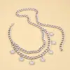 Joias de moda europeias e americanas transfronteiriças metal Girassol rosto sorridente pingente corrente de cintura feminina retro multicamadas corrente corporal atacado
