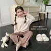 Conjunto de pijama de desenho animado para outono e inverno para meninas, conjunto de pijama macio e estiloso de manga comprida