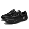 Zapatos de verano para hombre 2026 de malla hueca transpirable sin cordones de velcro para deportes y uso casual