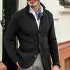Cárdigan de Punto Casual de Manga Larga para Hombre, Moda Europea y Americana Transfronteriza, Suéter de Color Sólido para el Día a Día, Cuello Alto, Ajuste Delgado