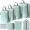 Conjunto de Compressão para Armazenamento de Viagem com 7 Peças para Roupas Sapatos Higiene Pessoal Cosméticos Sacos de Armazenamento Sacos Impermeáveis Armazenamento Portátil