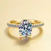 Anéis Femininos Moissanite Mais Vendidos na Europa e América, Anéis Ovais, Anéis de Prata Esterlina S925, Anéis de Alto Padrão em Formato de Ovo, Fábrica Transfronteiriça