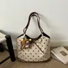 Bolso Tote de Lunares para Mujer Gran Capacidad Lona Retro Patchwork de Bloques de Color Bolso de Hombro Único Versátil para Viajes Diarios Bolso de Mano para Estudiantes