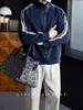 Sudadera con Capucha de Manga Larga Raglán a Rayas de Bloque de Color para Jóvenes Japoneses, Informal Urbana, Otoño Invierno, Versátil para Viajar, Ropa Exterior para Hombre