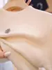 Camiseta de Manga Curta com Camélia Francesa Feminina Verão Nova Gola Meia-alta Elegante Versátil Slim Fit Top Suéter de Seda Gelada