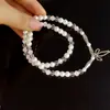 Pulsera de Doble Capa con Lazo de Cristal Rosa Perla Pulsera de Hadas de Nicho con Cuentas de Cristal Joyería para Mano Regalo para Mejor Amiga