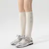 Nuevas Calcetines hasta la pantorrilla estilo Miu para Mujer, Calcetines Largos estilo Ballet Primavera y Otoño con Lazo, Calcetines de Algodón hasta la rodilla estilo Chica Dulce