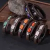 Pulseira de Couro Multicamadas Cruz Amazônica Popular Retro Joia Masculina Pulseira de Pedra Olho de Tigre Fivela Magnética de Aço Inoxidável