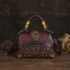 Outono e inverno Maillard retro marrom escovado totem bolsa europeia e americana em relevo antigo bolsa mensageiro estilo étnico