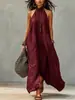 Vestido longo de alça europeu e americano estilo hot girl para férias femininas, sem costas, franzido, solto, ombro a ombro, vestido boêmio transfronteiriço para mulheres