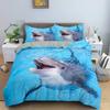 Ropa de cama con impresión digital 3D Cruzada Juego de tres piezas Funda de edredón con estampado de delfín Se puede personalizar con modelos de exportación europeos y americanos de Amazon
