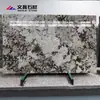 Pandora Pedra Luxuosa Translúcida Mármore Natural Laje Grande Parede de Fundo Tampo de Mesa Ilha Bancada Azul Montanha de Neve Atacado em Estoque