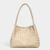 Bolso de Mano de Moda Nuevo Primavera 2026 para Mujer, Bolso Tejido Hecho a Mano de Nicho con Acabado de Alta Gama, Bolso Cubo de Hombro Cruzado