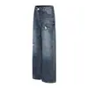 Pantalones vaqueros rectos de pierna ancha, lavados, desgastados y rasgados, estilo retro americano Rumeng para hombre, marca de moda urbana de otoño, jeans con bigotes