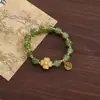 Pulseira de Aventurina Verde com Contas de Folha de Lótus, Pulseira Multicamadas Estilo Chinês, Joia de Mão Retro Exquisita, Pulseira Colorida Feminina para o Festival do Barco-Dragão