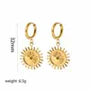 Arete de Acero de Titanio Retro Transfronterizo Europeo y Americano Hebilla de Oreja Arete de Oro de 18K Sol Piedra Natural Pendientes de Acero Inoxidable