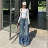 Jeans Little Orange #Tie-dye Lavados Estilo Chica Picante Micro-campana para Mujer Adelgazantes Favorecedores Ocultan Defectos Temperamento de Moda Versátiles Pantalones de Pierna Ancha